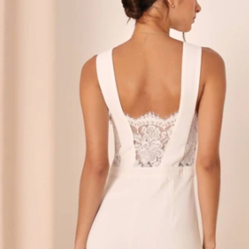 LULU's Chic Sexy Lace Wedding Bridal Shower Rehearsal Dinner Jumpsuit Pantsuit - Picture 5 of 5
